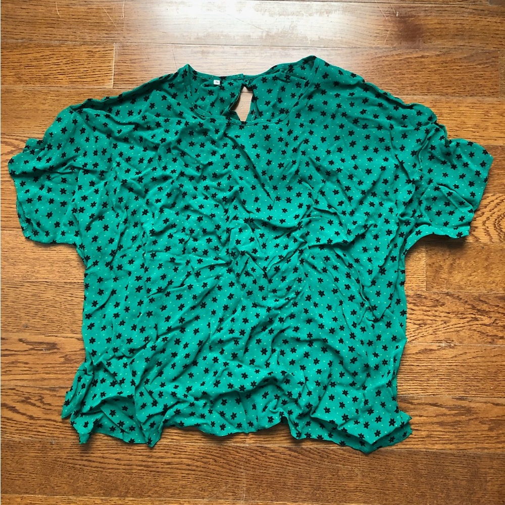 Green flower blouse